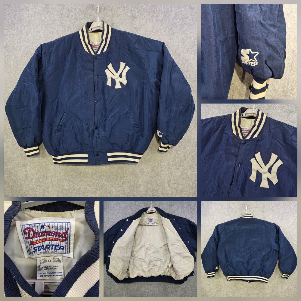 Vintage New York Yankees Jacket Mens XL Blue MLB Baseball Starter Varsity 90s